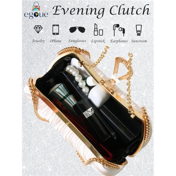 Gold Clutch Purse Women Evening Bag Wedding Prom Cocktail Party Formal Handbag - Picture 3 of 7